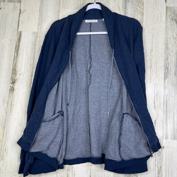 Lacoste Sport Cardigan Sweater Size 42 Blue Cotton Large Full Zip Sweatshirt Top - Picture 4 of 16